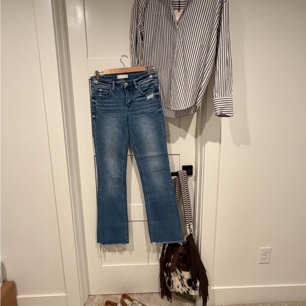 VERVET BY FLYING MONKEY Distressed Denim Cropped Jeans